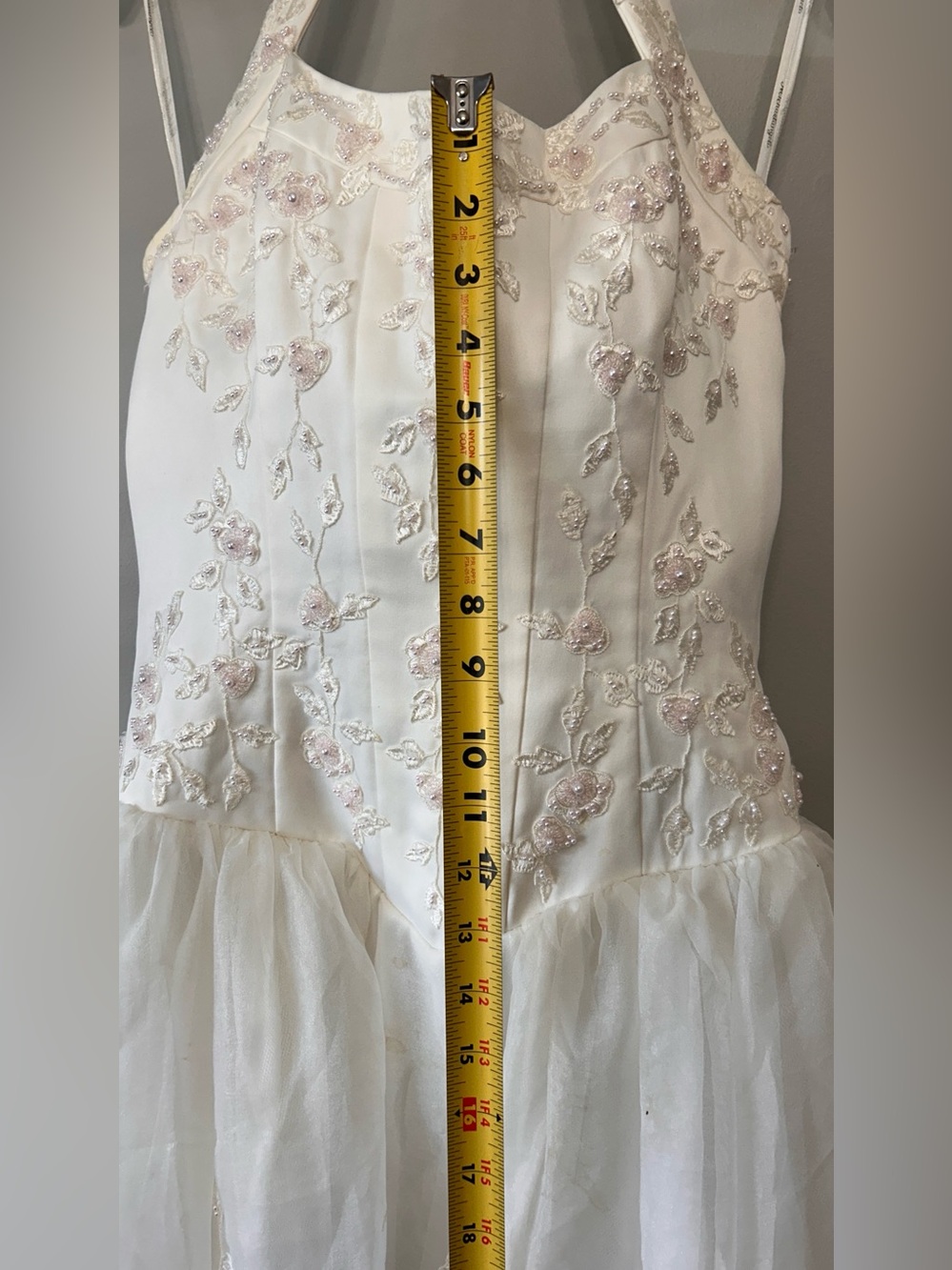 Vintage Michelangelo Ivory Beaded Halter Wedding Gown Bridal Dress size 10’ish - Picture 3 of 10